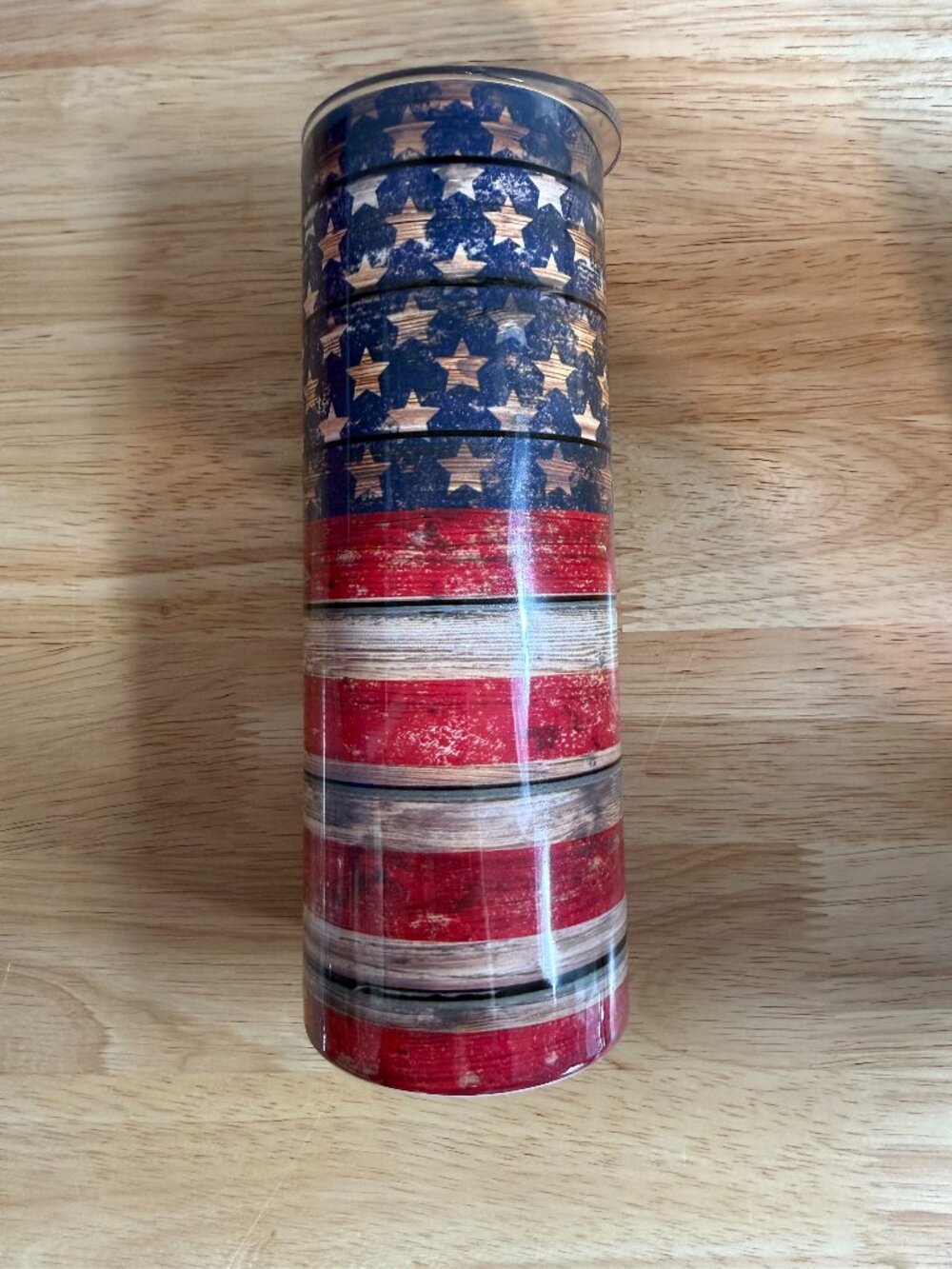New 20 oz Rustic American Flag Travel Mug with Stainless Steel Straw